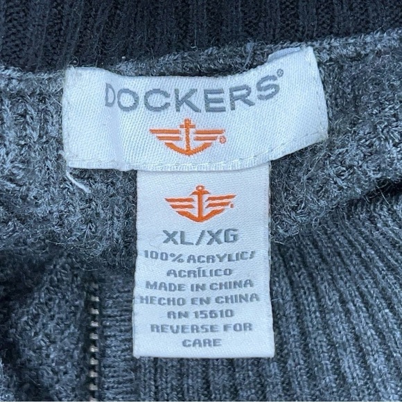 XL DOCKERS GREY BLACK CARDIGAN PULLOVER SWEATER LONG SLEEVE - Picture 7 of 8